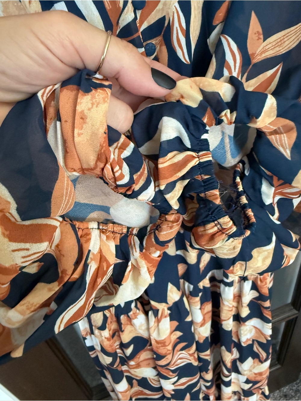 Flying Tomato Navy Floral Long Sleeve Maxi Dress Size Small - Picture 6 of 7